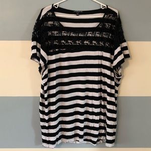 Lace and Striped Blouse